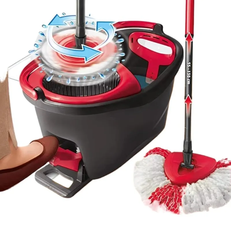 Microfiber Mop and Barrel Set Household Cleaning Products with 360 Rotary Steel Handle for Floor Cleaning