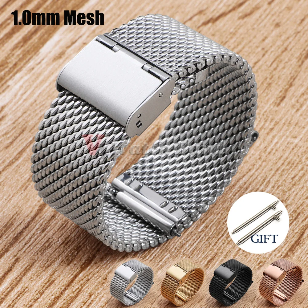 Quick Release Watch Band Stainless Steel  Bands 1.0 Mesh Milanese Strap Universal Watch Bracelet 18mm 20mm 22mm 24mm Watchbands