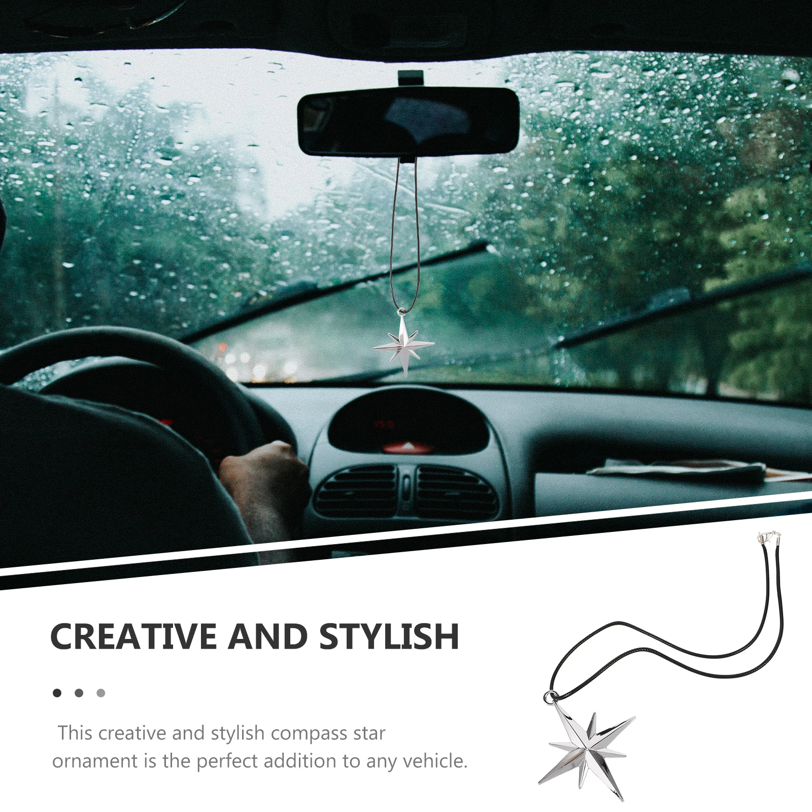 

Compass Star Rearview Mirror Ornament Car Hanging Pendant Zinc Alloy Car Interior Charm Decoration Rearview Mirror Charms