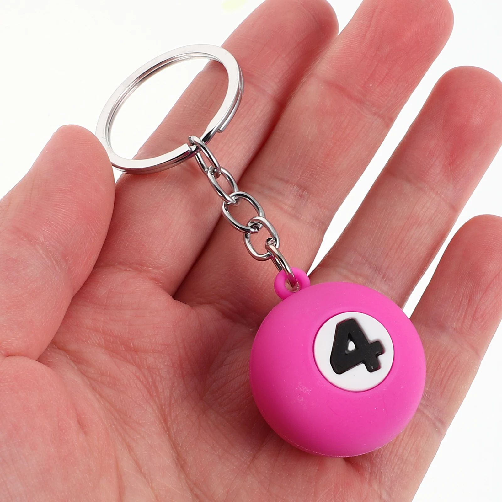 5Pcs Billiards PVC Soft Glue Mini Backpack Keyring Sports Ball Keychains Creative Keychain Key Accessories Pool Ball Key Charm