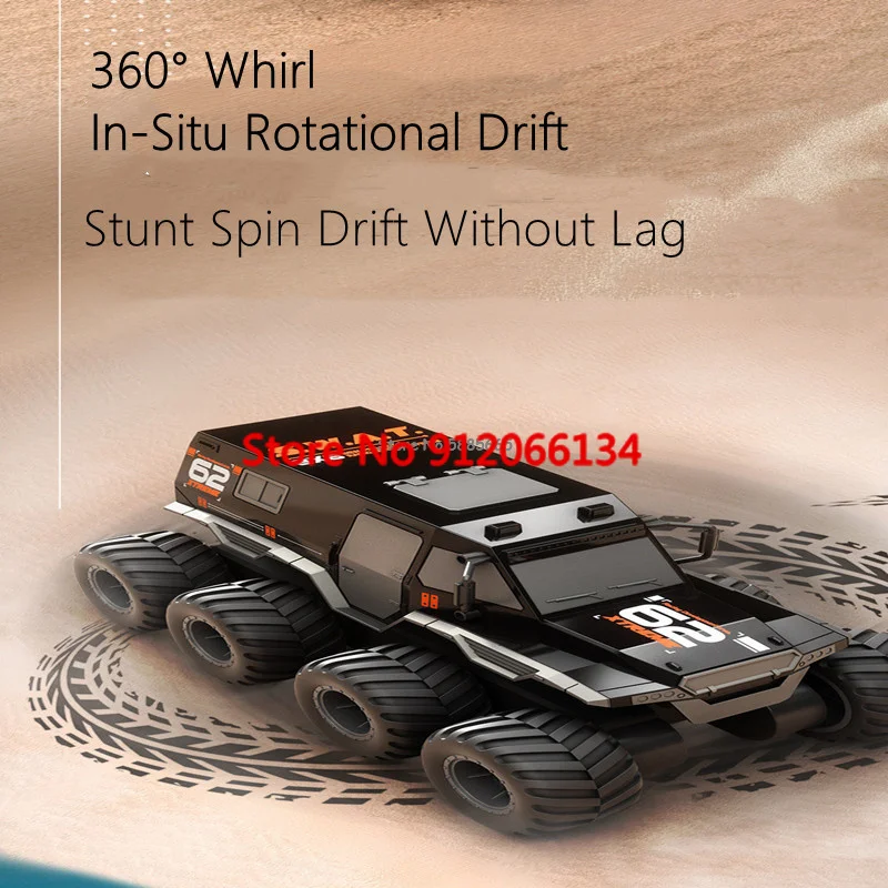 

Полноприводный (8x8) радиоуправляемый амфибийный грузовик 1:14, водонепроницаемый, 360° ° Внедорожный радиоуправляемый трюковый грузовик-внедорожник с функцией вращения на месте (In Situ Rotation Drift)