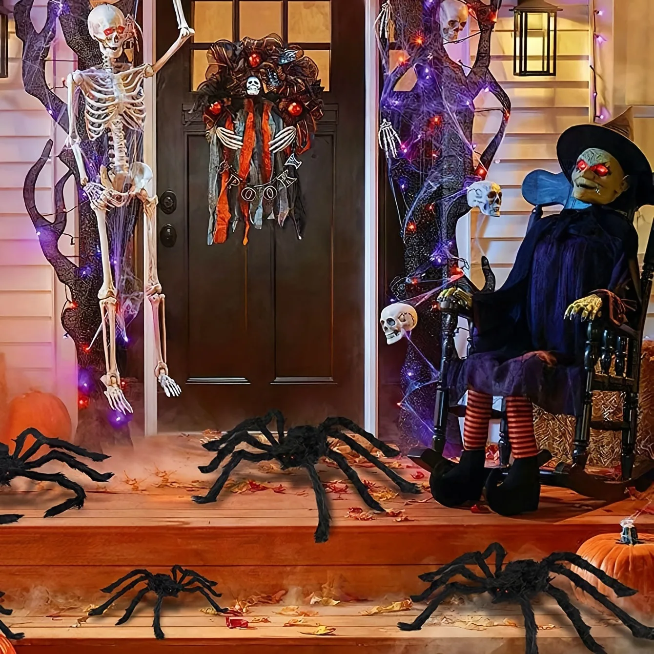 

Halloween Plush Black Spider Prop Long Haired Fake Scary Toy For Haunted House Decoration