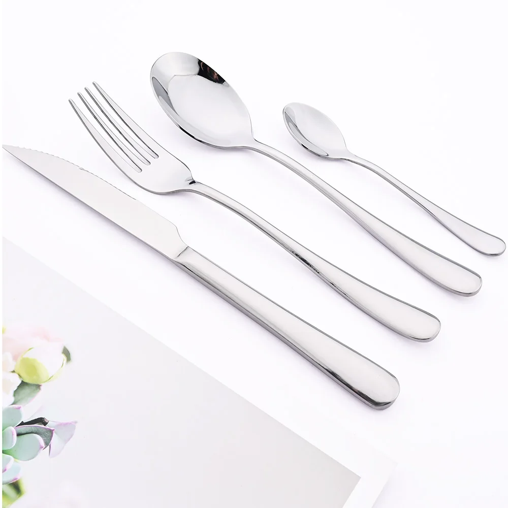 Western Dinnerware Set Luxury Stainless Steel Cutlery Set 4/8/16/24Pcs Steak Knife Silverware Fork Coffee Spoons Tableware Set