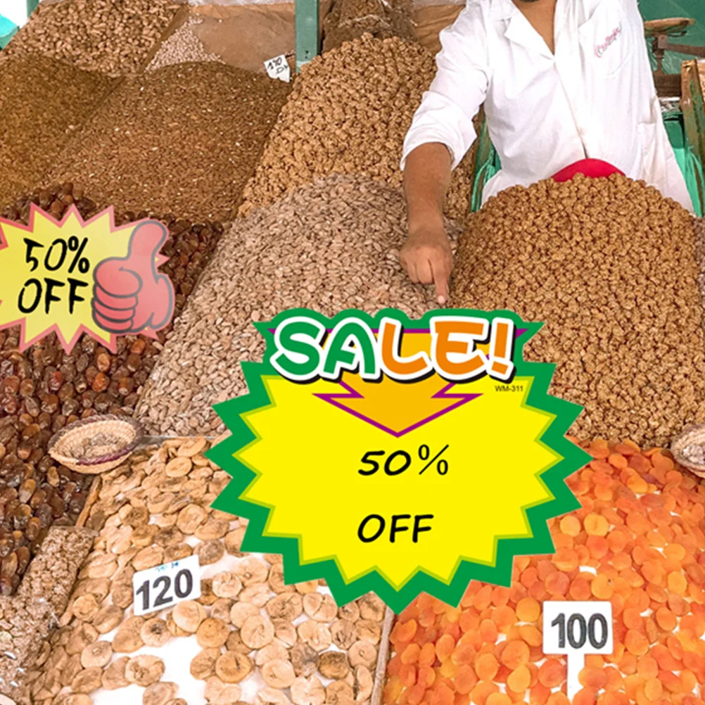 

50Pcs Commodity Price Signs Advertising Tags Retail Shop Sales Events Promotional Stickers Promotional Price Signs