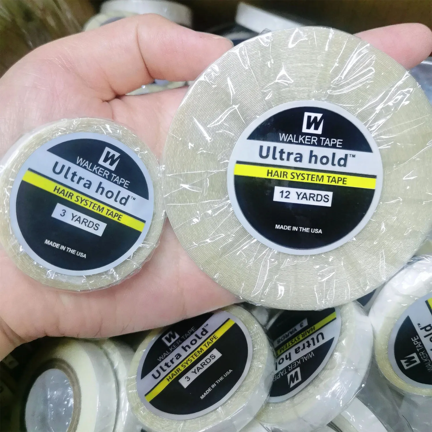 

Ultra Hold Wig Tape Glue for Hair Extensions Adhesive Hair Tape for Toupees - Extended Wear 3/12/36 Yards Available