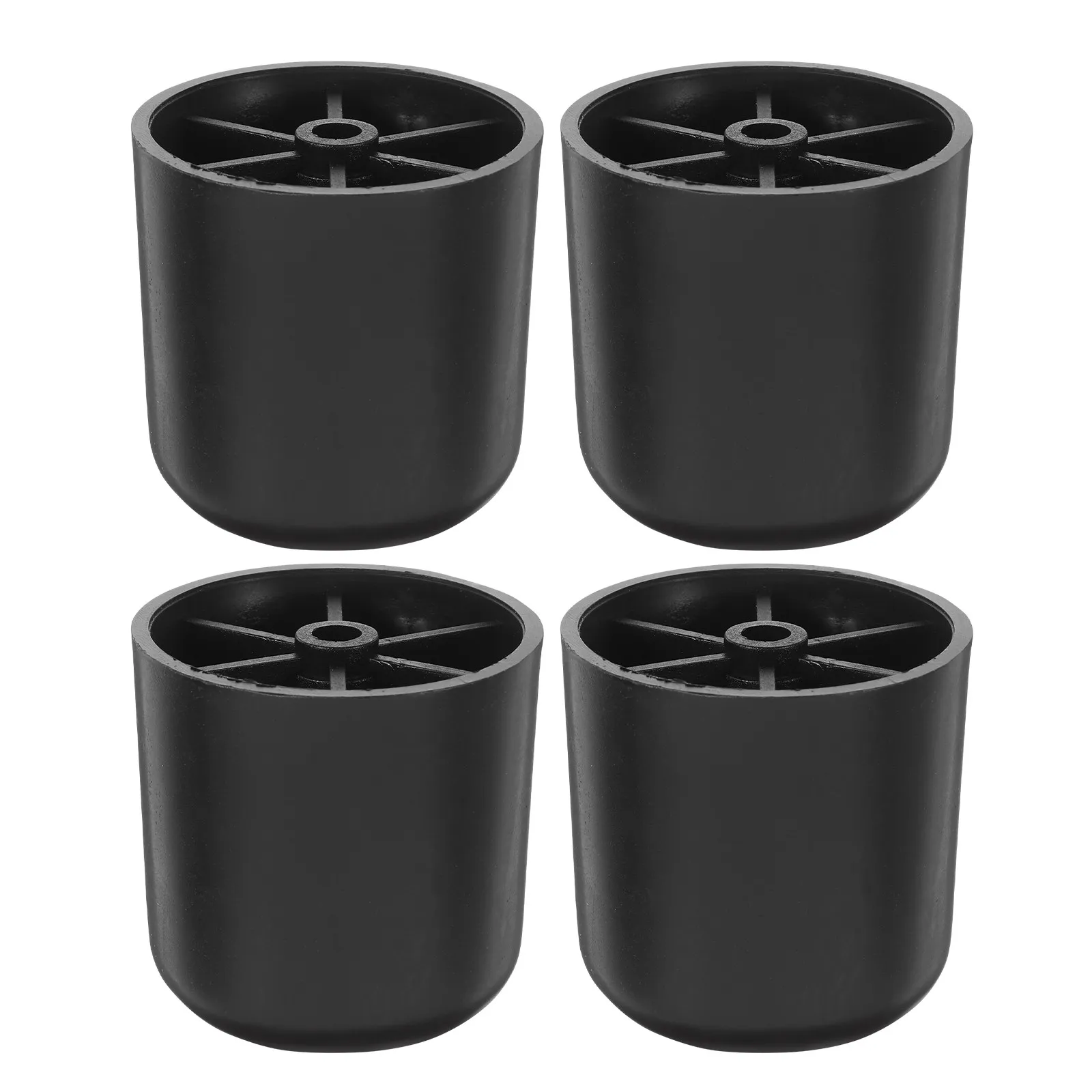 4Pcs Black Plastic Furniture Legs 5Cm Round Tapered Replacement Sofa Table Bed Legs Screw for Living Room Bedroom