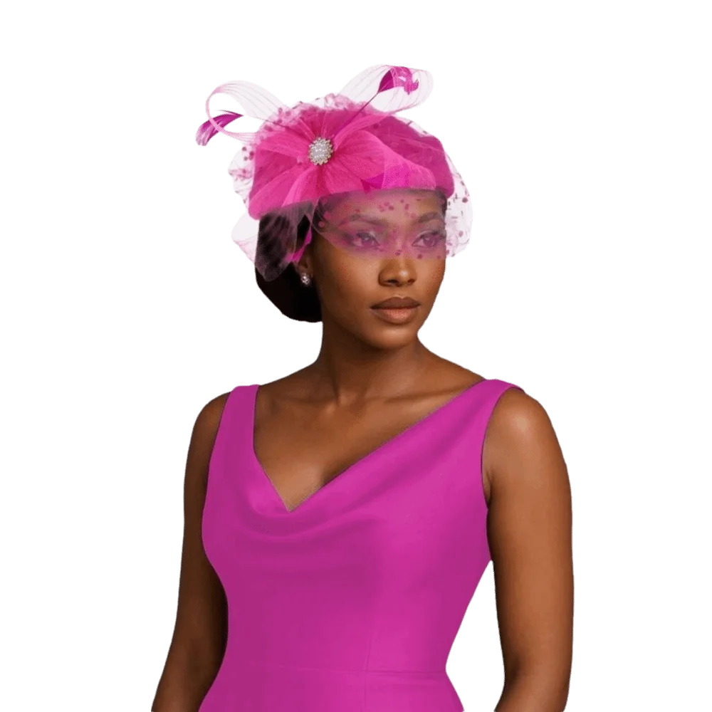 Chic Elegant Feather Mesh Fascinator Hat Elegant Style Polka Dot Veil Bridal Beret Ready to Wear Polyester Head Wrap Banquet