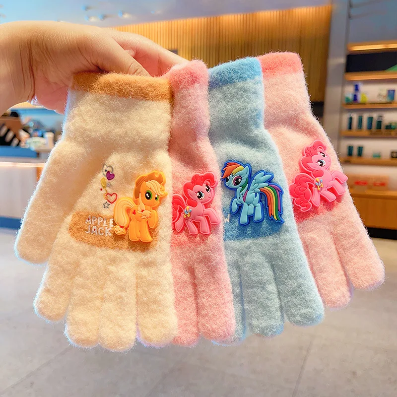 

My little Pony Children's gloves winter warm half finger flip gloves autumn elementary school students writing gloves