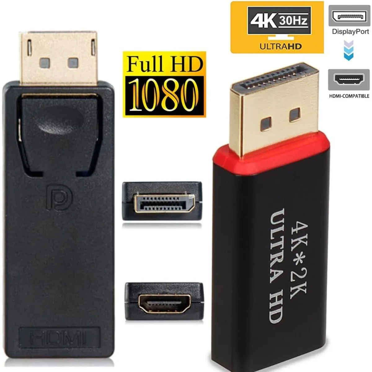 LccKaa Displayport To HDMI Adapter HD 2160P 4K*2K 30Hz Male To Female DP To HDMI Converter for HDTV Monitor Projector Computer