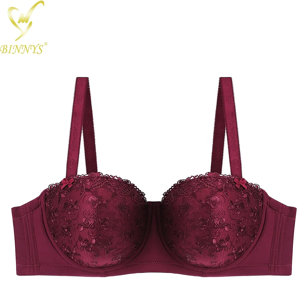 D Cup Women Sexy Bra High Quality Lace Floral Half Cup Plus Sizes Adjusted-straps Underwire Women Bra BINNYS