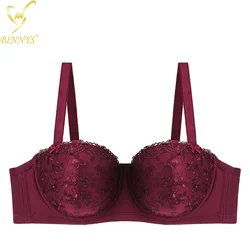 D Cup Women Sexy Bra High Quality Lace Floral Half Cup Plus Sizes Adjusted-straps Underwire Women Bra BINNYS