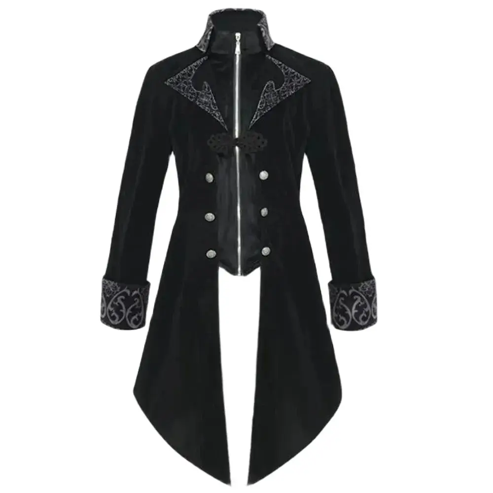 

2024 Steampunk Women Men Medieval Dress costume Velet Stand Collar Tailcoat Gothic Vampire Cosplay Jacket Coats S-2XL