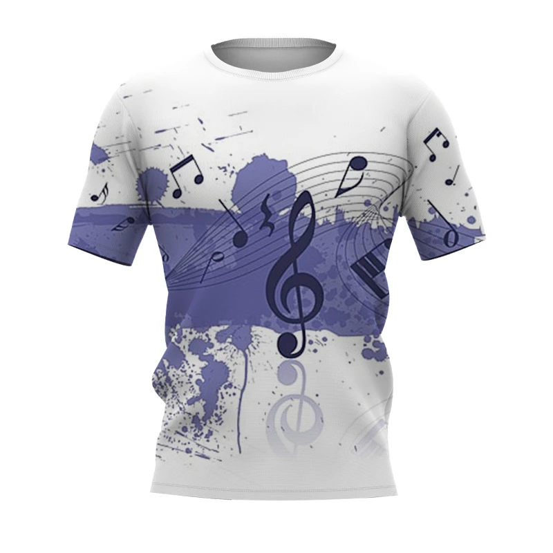 

Men's T-shirt retro 3D music note print men's clothing daily casual short sleeved street designer T-shirt oversized men's clothi