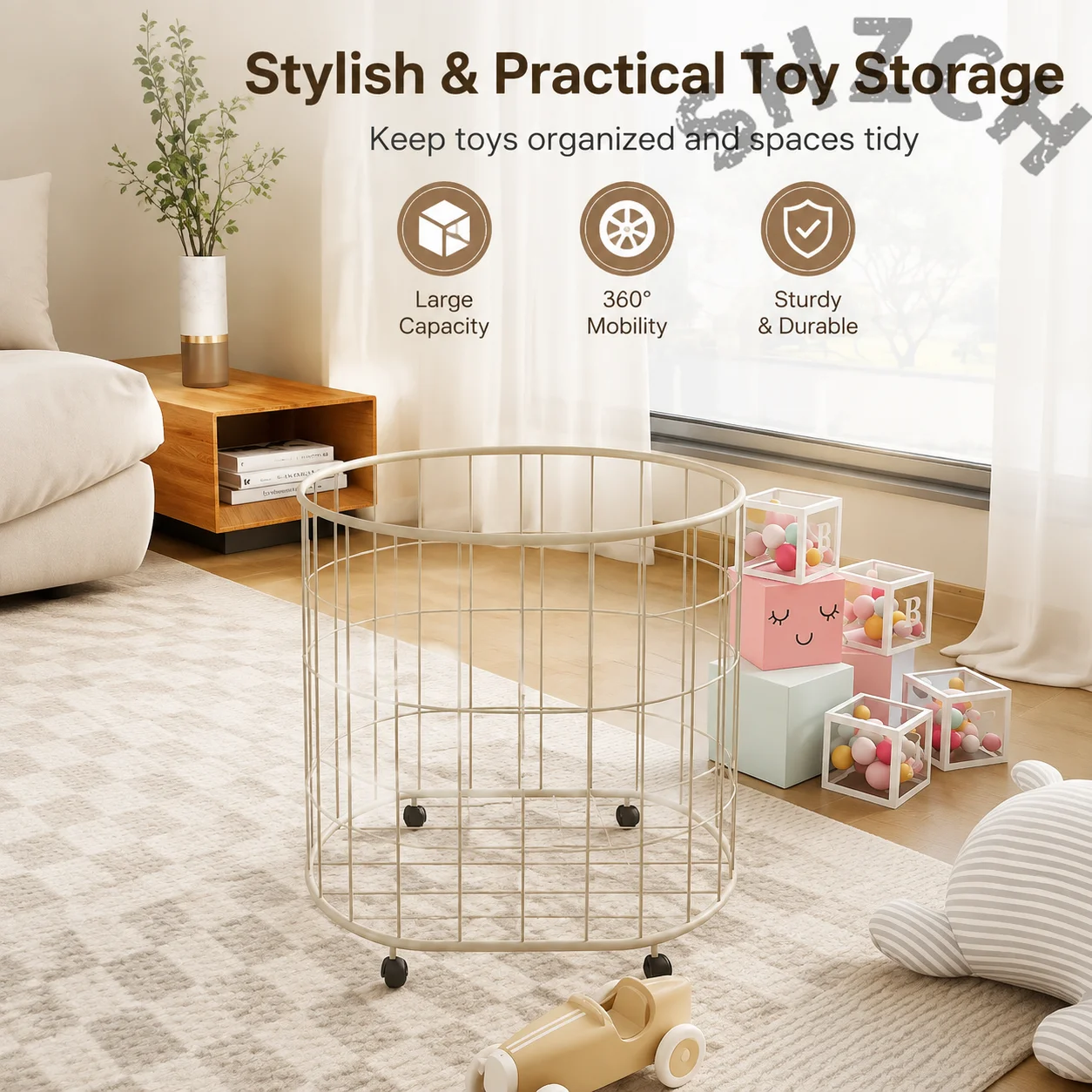 Foldable Nordic-Style Laundry Basket with Brake Wheels, High-Side Storage Bin for Bathroom – Eco-Friendly Finish, No Assembly N