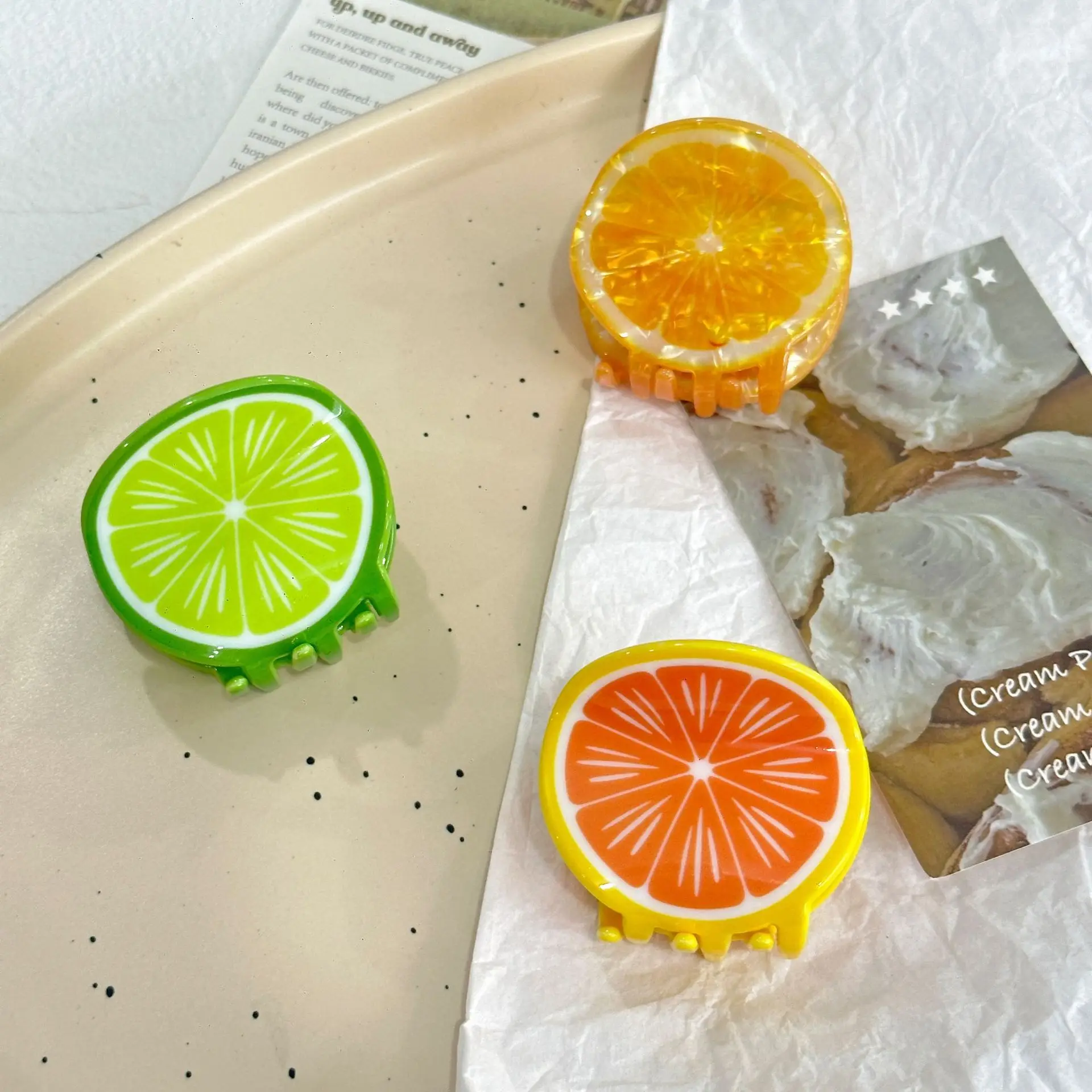 

Веселые фруктовые детские когти для волос Dopamine Summer Fruit Series Заколки для волос Half Up Half Down Заколки для хвоста Заколки для волос на затылке