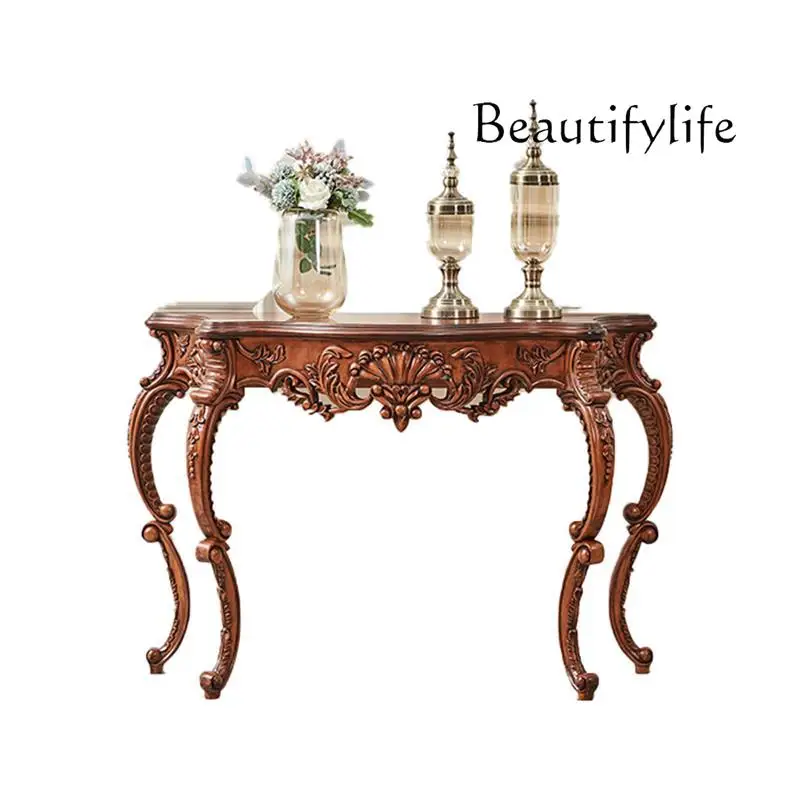 

American entrance table against the wall Solid wood strip few European entrance Narrow table Shelf