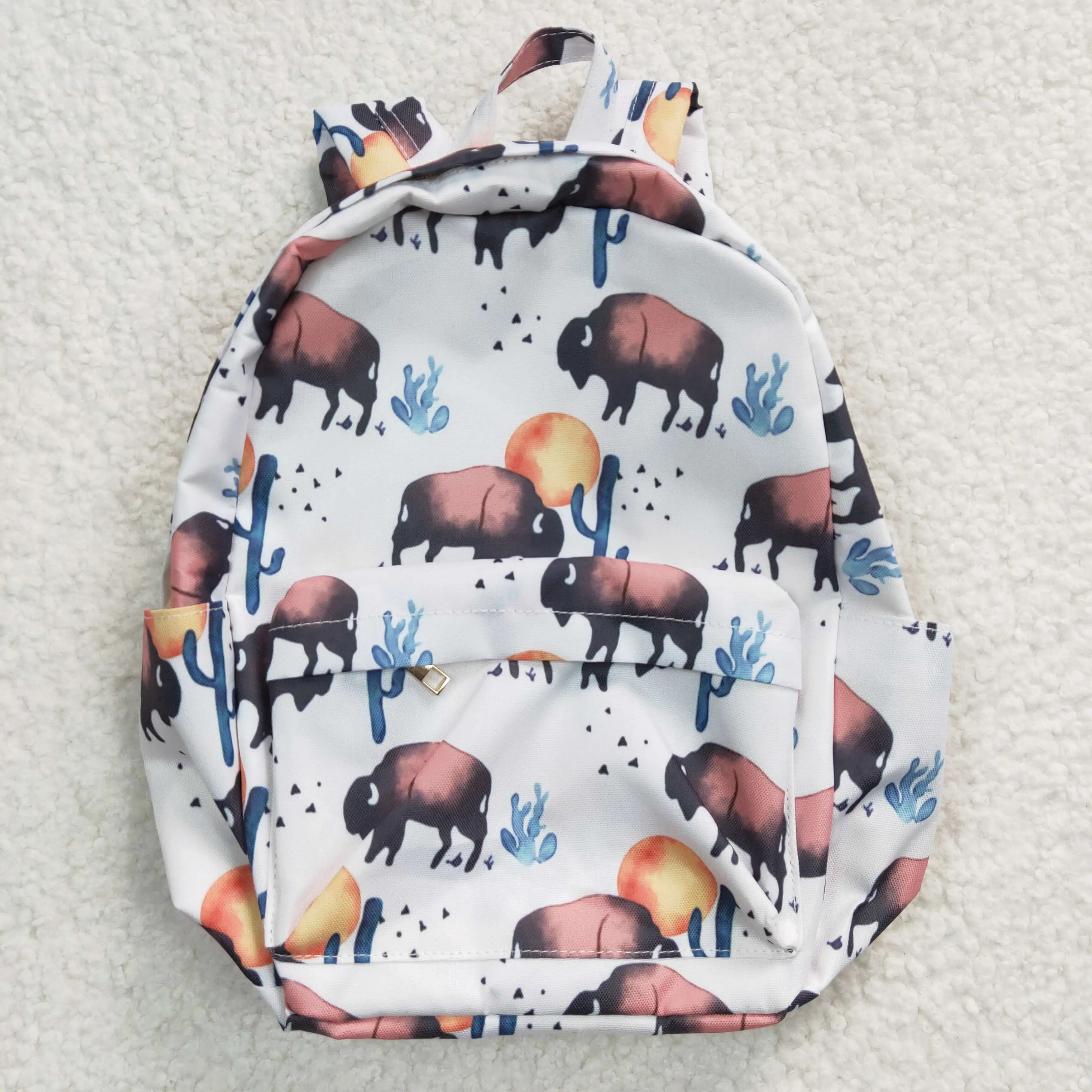 2023 New design wholesale RTS buffalo print travel portable children school bags kids backpacks girls