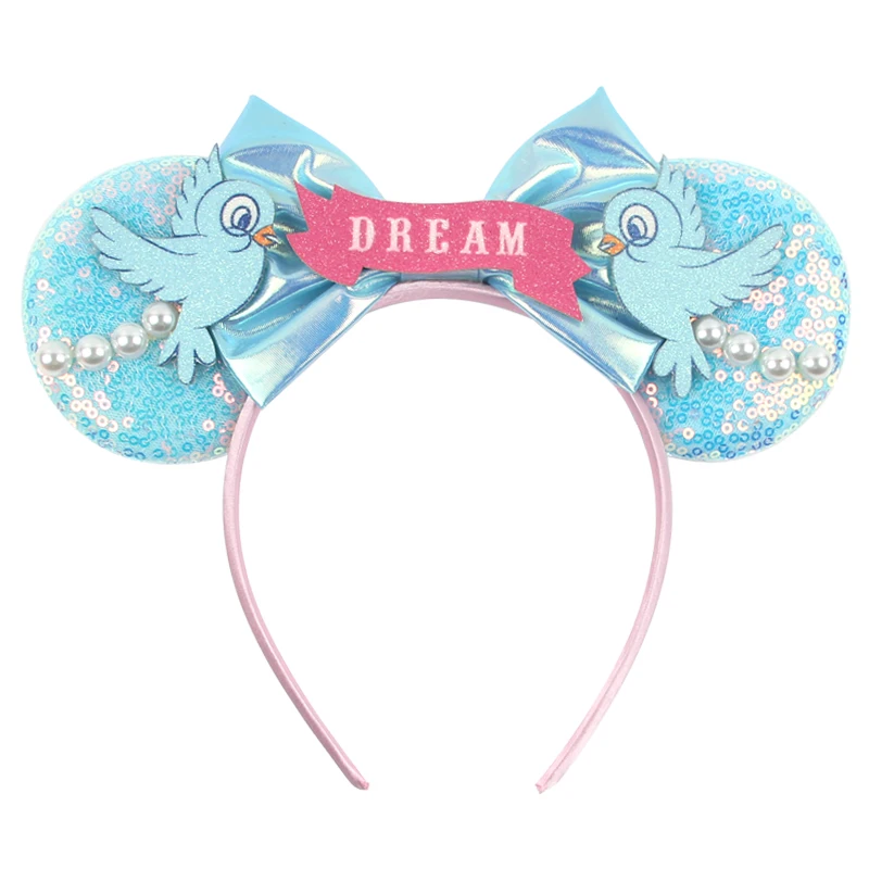 Cinderella Cartoon-Mausohren-Stirnband mit Pailletten und Schleifen für Mädchen, Erwachsene und Kinder, Halloween, DIY-Party, Cosplay, Haaraccessoires, Prinzessinnen-Haarband – Detail 13