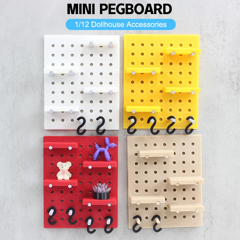 1:12 Dollhouse Mini Pegboard Wall Storage Rack W/Hook Doll Simulation Furniture Shelves Decor Toy Micro Scene Building Props