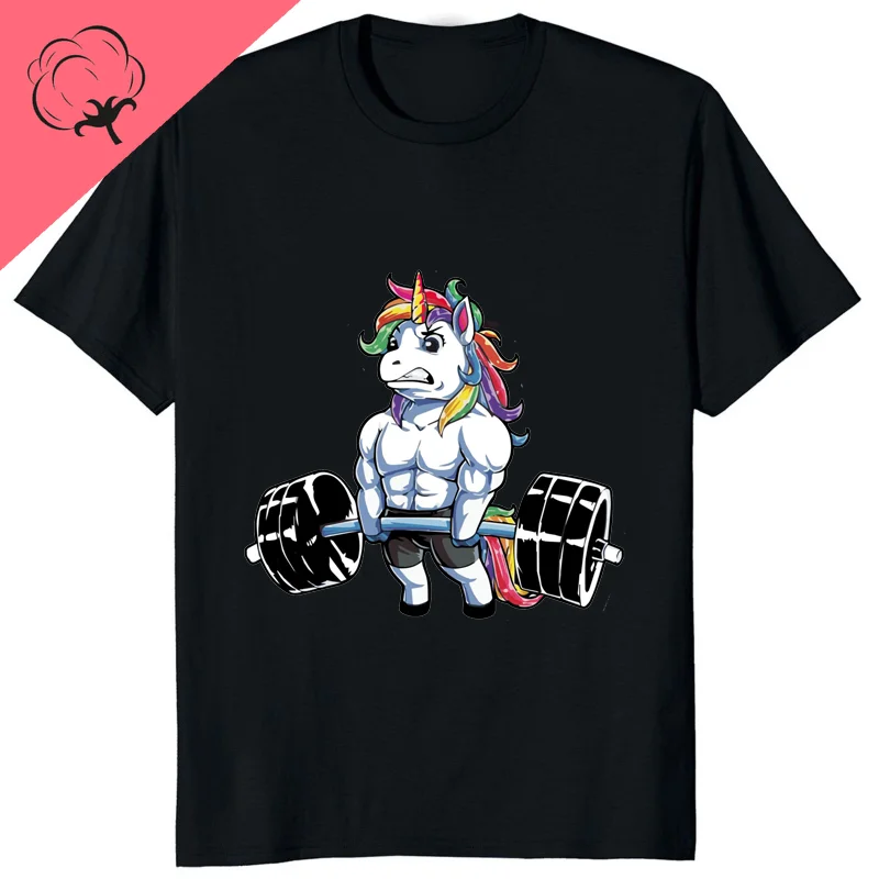 GYM Muscle Training Crossfit Rainbow Horse T-shirt Zombie Deadlift Weightlifting Halloween Fitnes Man Clothes Bodybuilding Tees