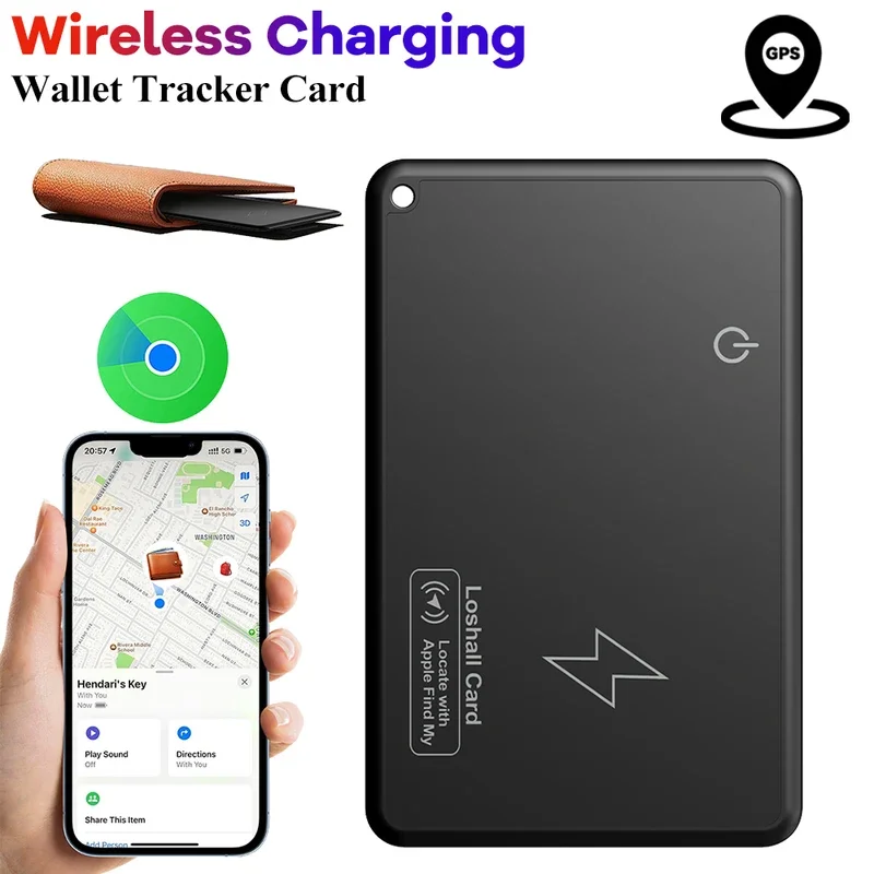 New Wireless Bluetooth Charging Tracking Location Wallet Tracker Card Waterproof GPS Locator Tracker Work for Apple Find My App 