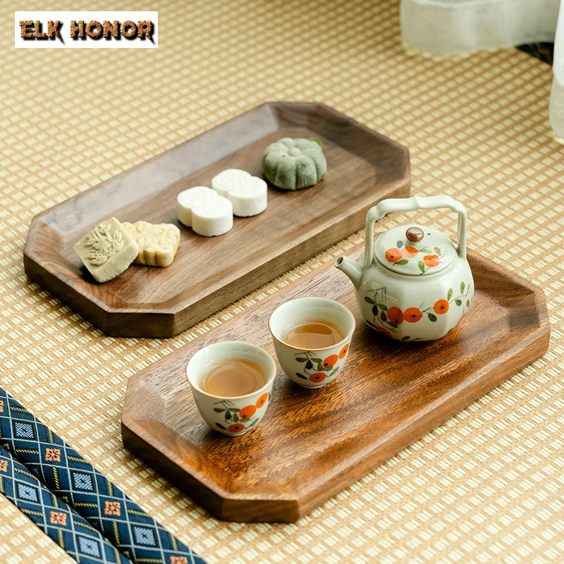 Zen South American Walnut Wood Window Dry Tea Tray Dry Tea Table Household Simple Tea Tray Tea Table Serving Square Snack Plate