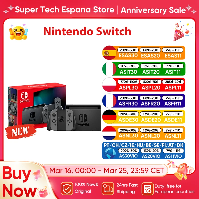Nintendo Switch Model 6.2 Inch Screen Joy‑Con Handle Enhanced Audio Adjustable Console Stable TV Mode Video Game
