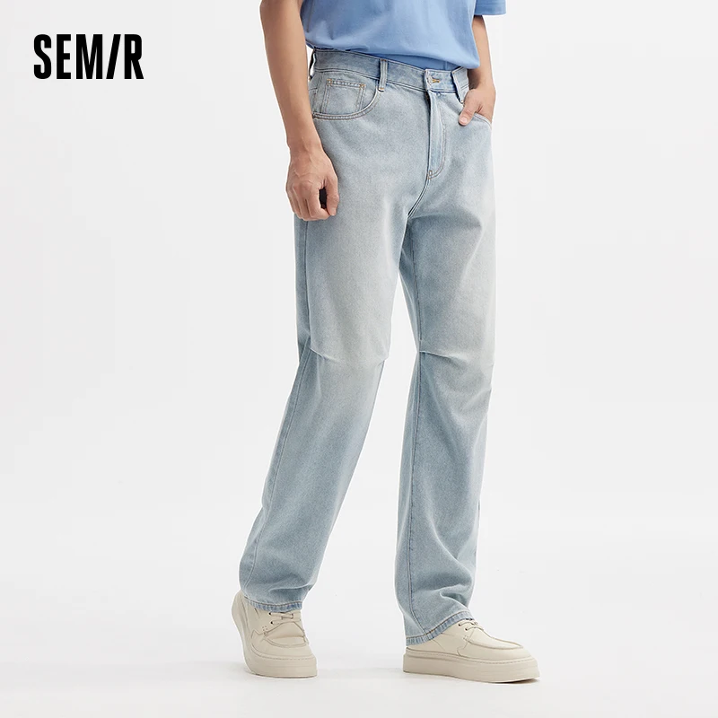 Semir Denim Pants Men 2024 Summer New Vintage Style Paratrooper Pants Cool Sensation Loose-Fit Straight-Leg Fashionable Pants