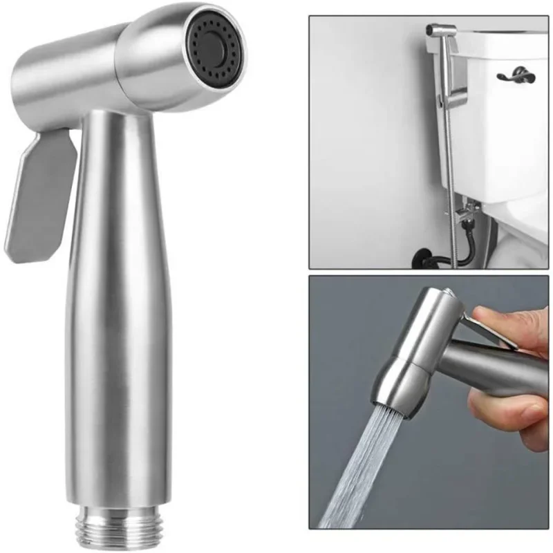 Toilet Bidet Douche Sprayer Stainless Steel Hygienic Shower Head Handheld Water Pressure Control Self Cleaning Accessories