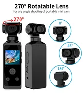 Pocket 4K Ultra HD Action Camera 270° Rotatable Vlog Wifi Mini Sports Cam Waterproof Case Helmet Travel Bicycle Driver Recorder