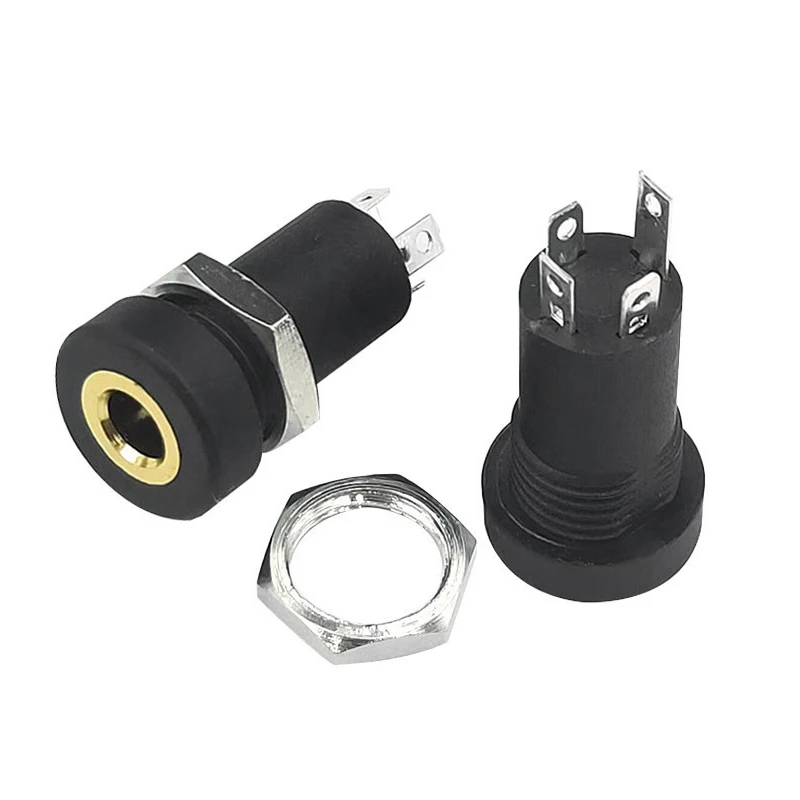 5 قطعة 3Pin 3.5 مللي متر الصوت مقبس متفرع 3/4 القطب ستيريو لحام لوحة جبل 3.5 مللي متر سماعة أنثى موصل مقبس مع الجوز #5