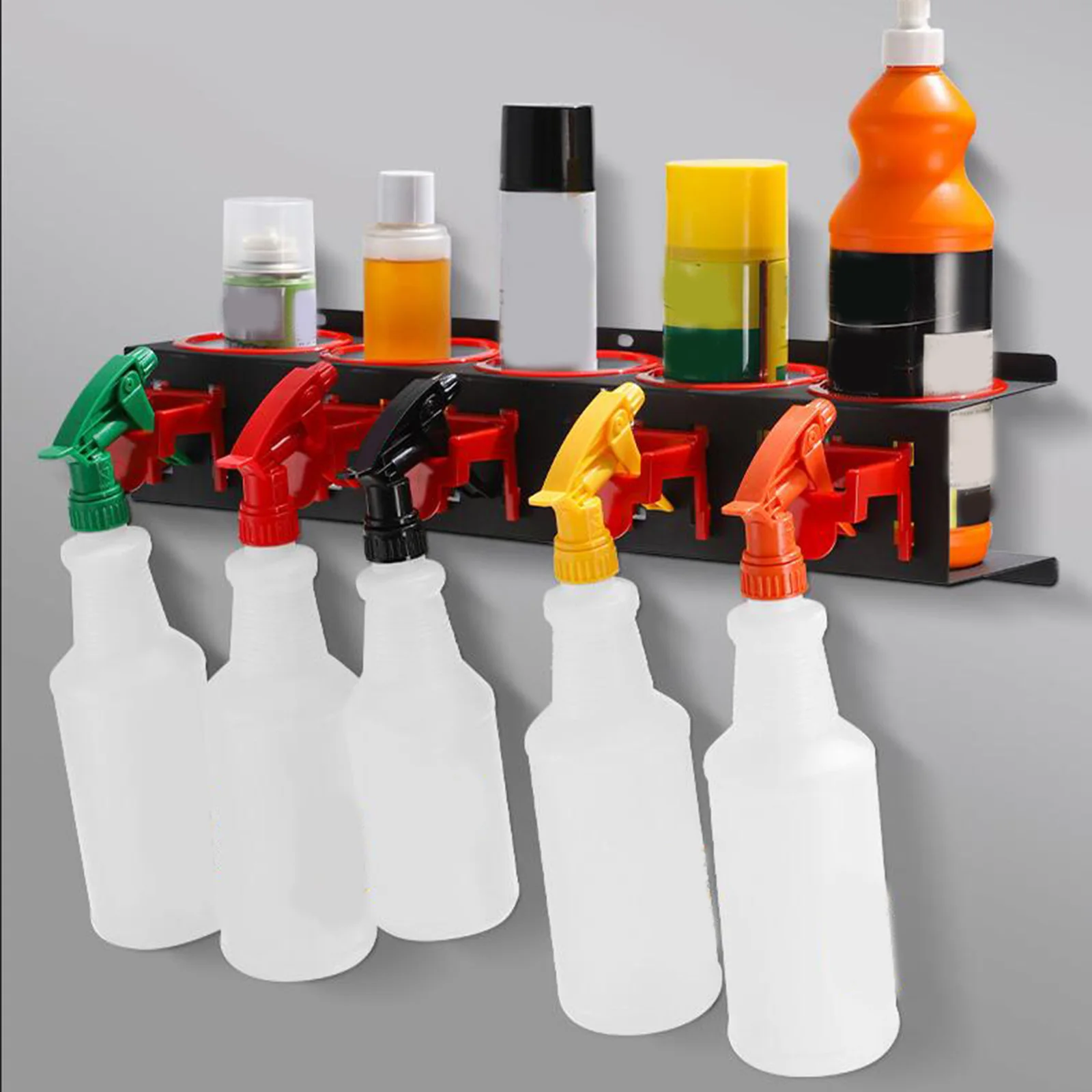 Spray Bottle Storage Rack Holder Bracket Wall Mounted  bottle holder Display for Workplace Garage Organizer Car Wash Tool Rack