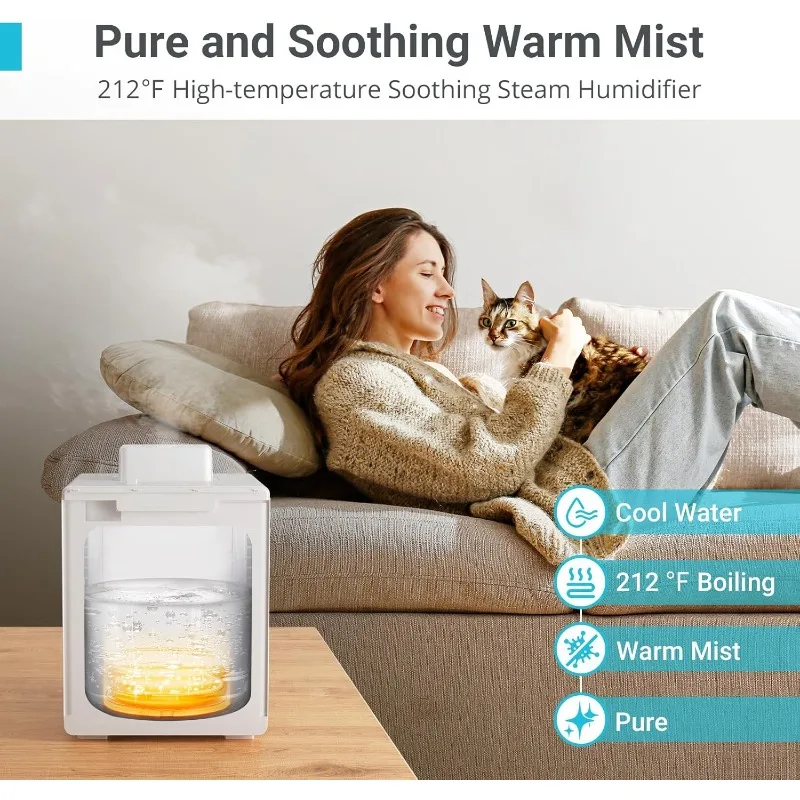 مرطب رذاذ دافئ من الفولاذ المقاوم للصدأ سعة 3 لتر مع وظيفة بخار سهلة التنظيف والدافئ، أجهزة ترطيب رذاذ الهواء الصحية لغرفة النوم والمعيشة