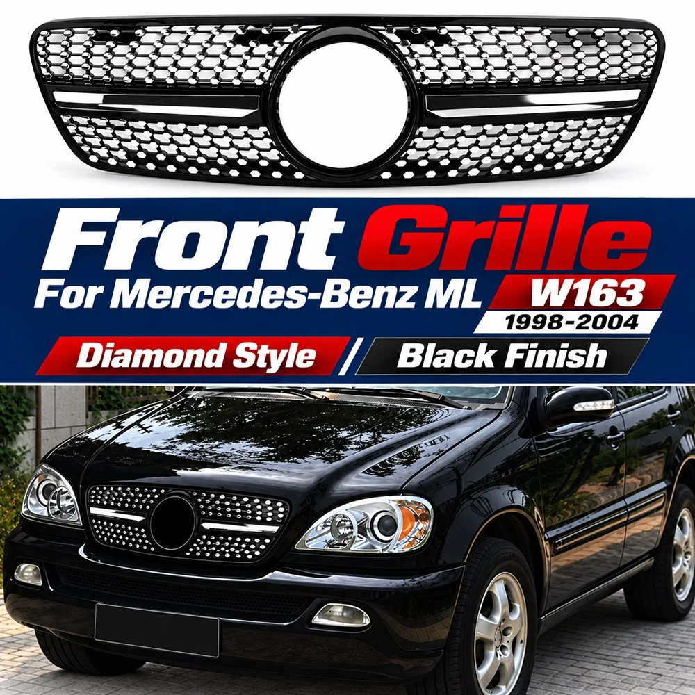 Grille Replacement - For Mercedes-Benz M-Class (ML) W163 1998-2004 GT/Diamond Styles ML350 ML230 ML320
