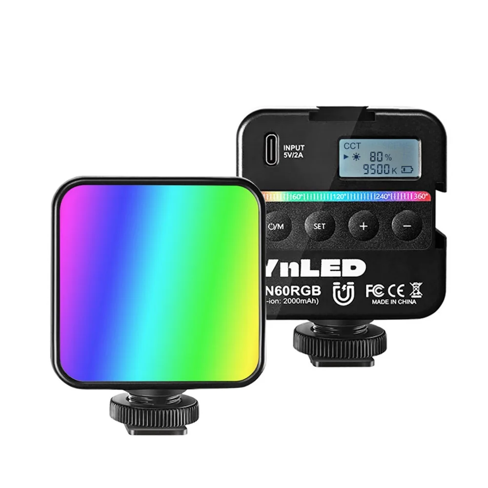 Yongnuo yn60rgb luz de vídeo 2500k-9500k bolso rgb lâmpada ajustável portátil pequeno led luz de preenchimento de vídeo