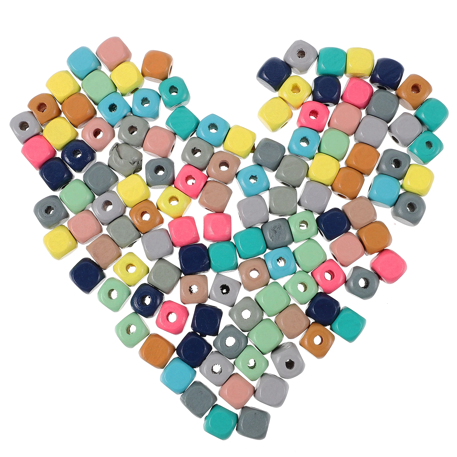 

190 Pcs Square Beads 10mm Colorful Wooden Children DIY Toys H made Decorative Mixed Colors Parent Kid Crafts Storage