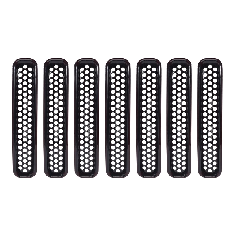 Honeycomb Mesh Front Grill Inserts Kit for 1997-2006 Jeep Wrangler TJ & Unlimited - (7PCS)