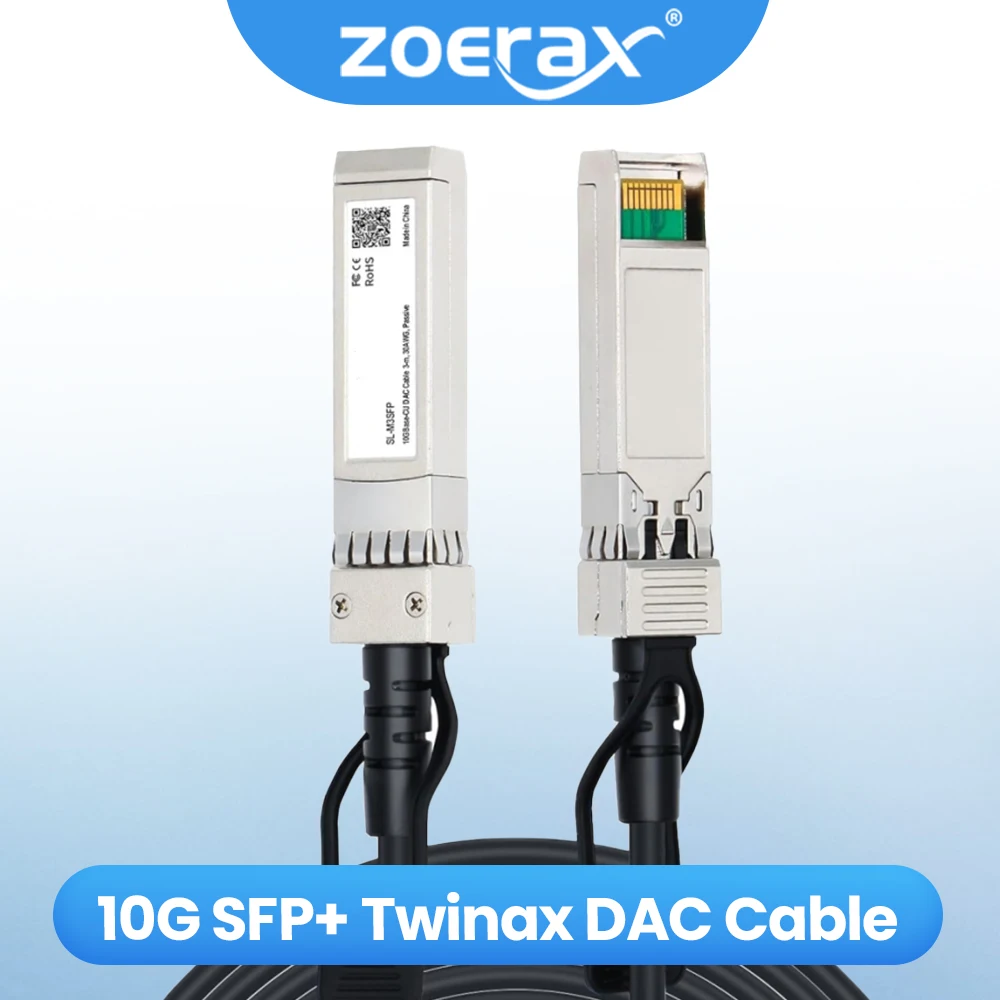 كابل ZoeRax 10G SFP+ Twinax DAC من النحاس السلبي المباشر، 0.5-10 متر متوافق مع مفتاح Cisco/MikroTik/HP/Intel وما إلى ذلك