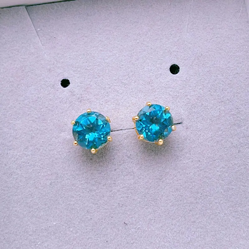London Blue Topaz Earrings 7mm Total 3ct Natural Topaz Stud Earrings 925 Silver Gemstone Jewelry Allergy Free with Certificate