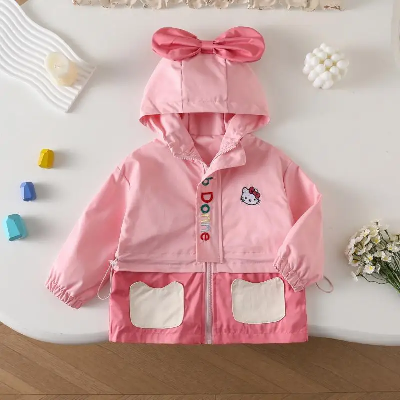 

Sanrio Girls' Hooded Jacket, Zipper Closure, Windbreaker, Autumn and Winter Clothing, Cute Tops, Cartoon Kuromi Clothing, New