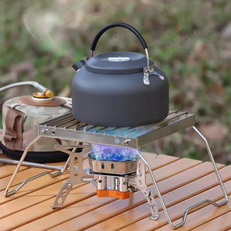 Outdoor Edelstahl Camping Herd Halter Tragbare Falten Mini Grill Rack Topf Halter Backen Stehen Tablett Camping Kochgeschirr – Detail 6
