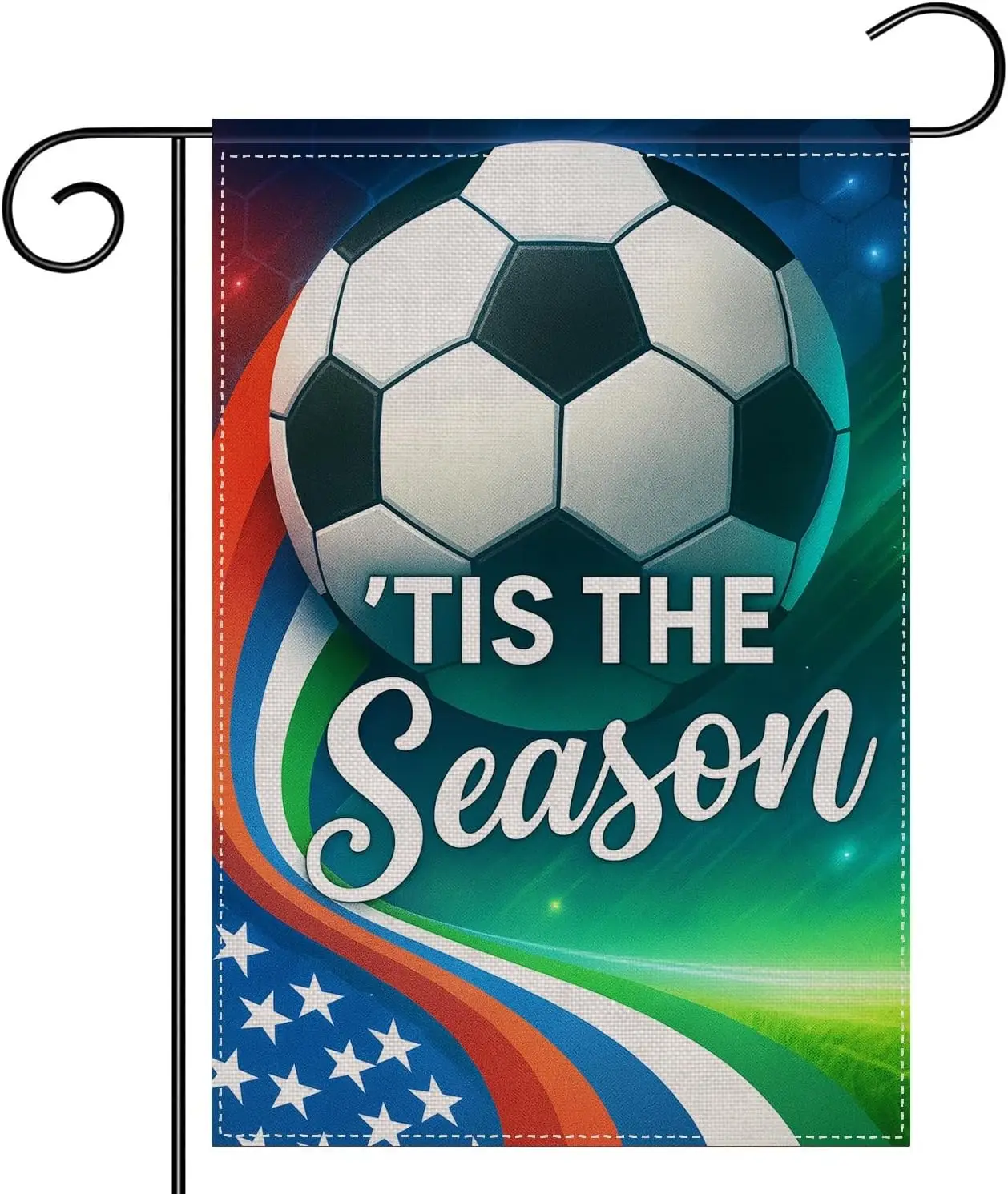 Soccer Garden Flag 12x18 Inch Double Sided Polyester Decorative Soccer Ball Yard Flag Football Season Fan Outdoor Lawn Porch zzo