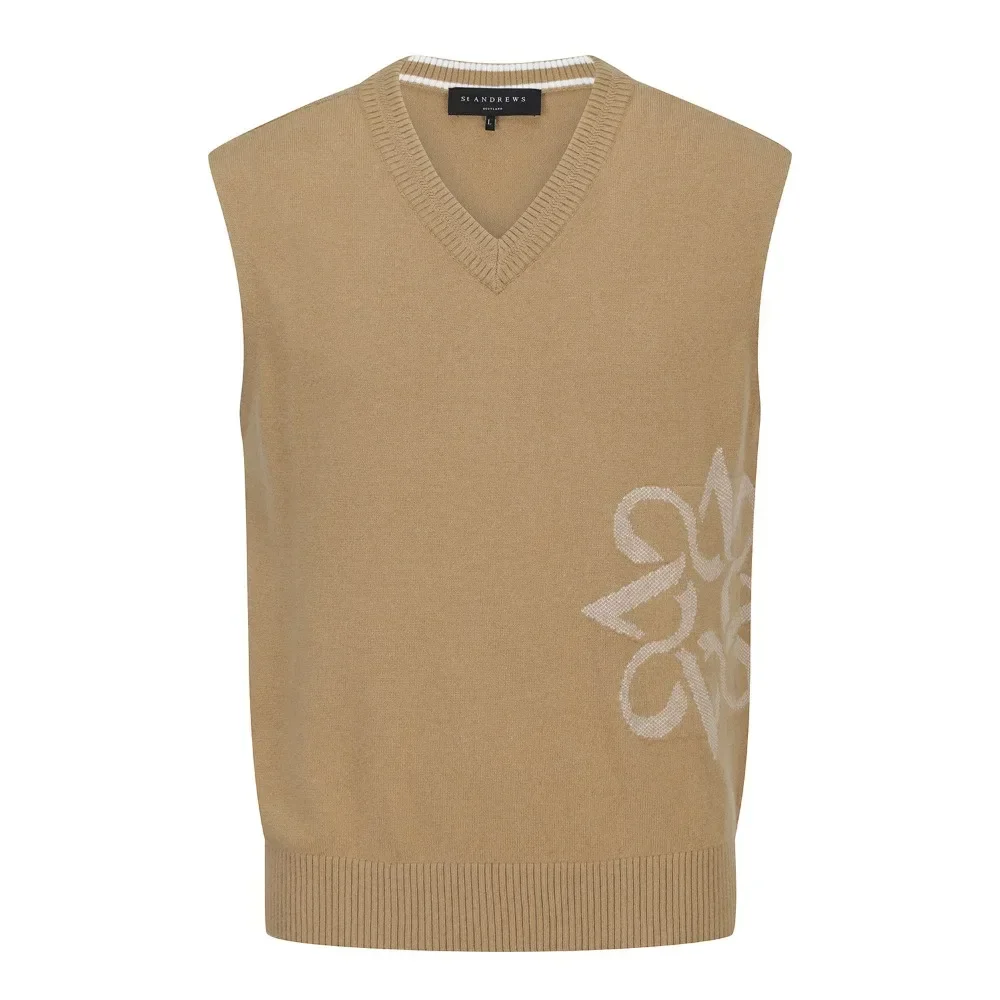 

Fashionable and Luxurious Men's Knitted Vest High-end Taste Sports Warmth Trendy V-neck Golf Apparel New Style