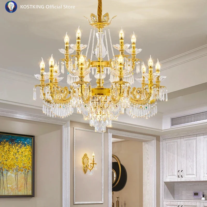 2026 New European Crystal Lamp Luxury Candle Crystal Lamp Living Room Lamp Dining Room Crystal Bedroom Lighting Fixture