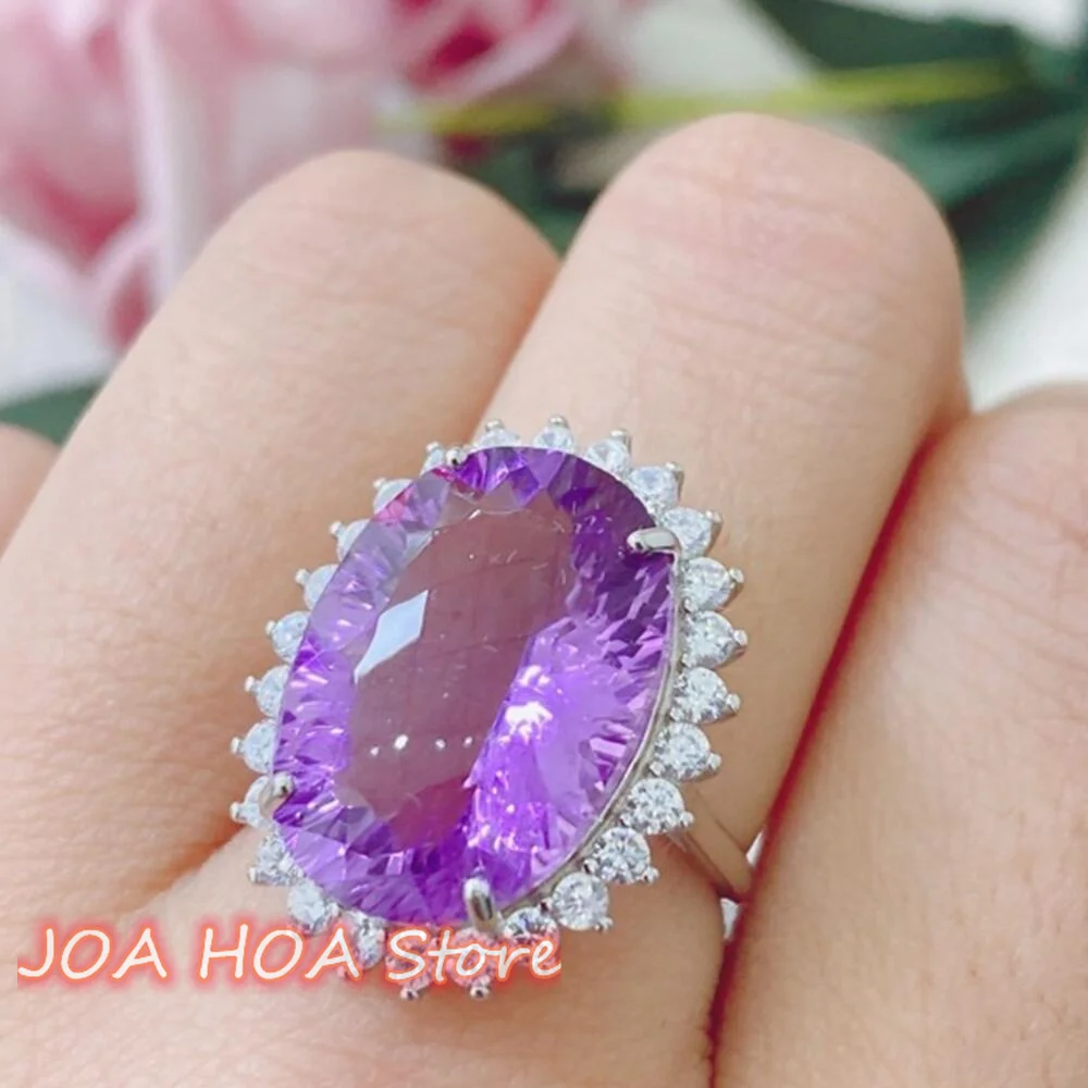 

High Quality Amethyst Silver Setting Exquisite Fashion Ring Adjustable Perfect Noble Handring Fine Jewelry Boutique Hewelry