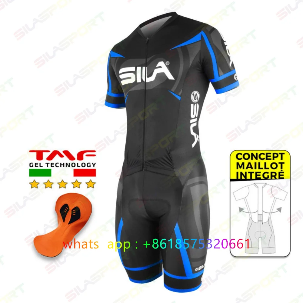 Silasport Triatlon Pak Heren Korte Mouw Eendelig Skinsuit Lycra Pro Atleet Team Hardlopen Wielersport Jumpsuit