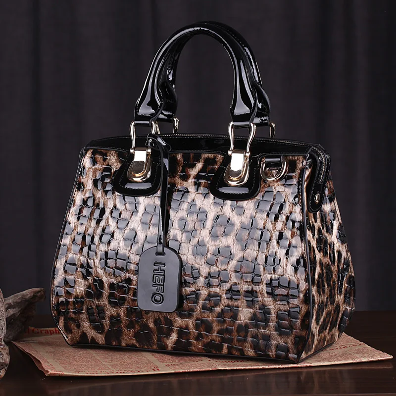 

Leopard Women's Bag Shaping Leather Bag Handbag Women's Pure Cow Leather Bag Portable Shoulder Crossbody Three-Purpose Hard Bag