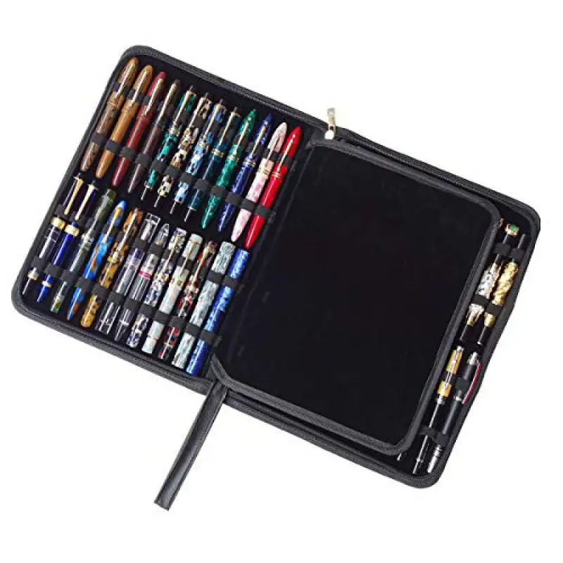 

Чехол для 48 перьевых ручек из искусственной кожи, сумка-держатель для ручек-роллеров, ручная работа, вместительный мешочек для коллекции, подарок для мужчины