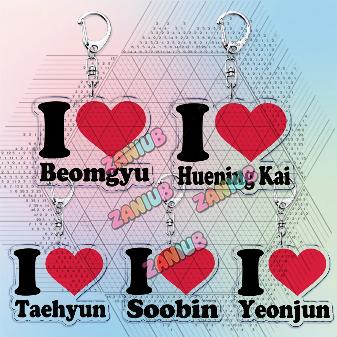 Fashion Kpop Band Group TXT Keychains Bag Charms Yeonjun Beomgyu Taehyun Soobin Huening Kai Keyings Jewelry Fans Friends Gift
