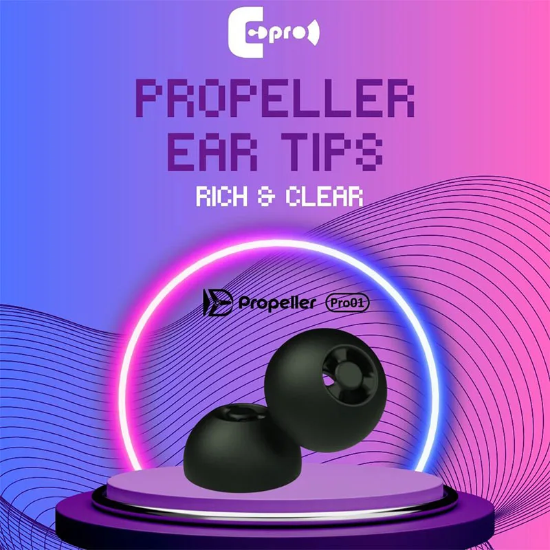 أطراف أذن بديلة من السيليكون مقاس S/M/L من ePro Propeller Pro01 مع قابس ومخروط لسماعات HiFi داخل الأذن مقاس 3.9-5 مم (3 أزواج)